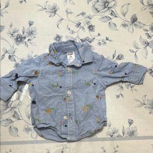 Carter's Light Blue Dinosaur Print Button Down Shirt